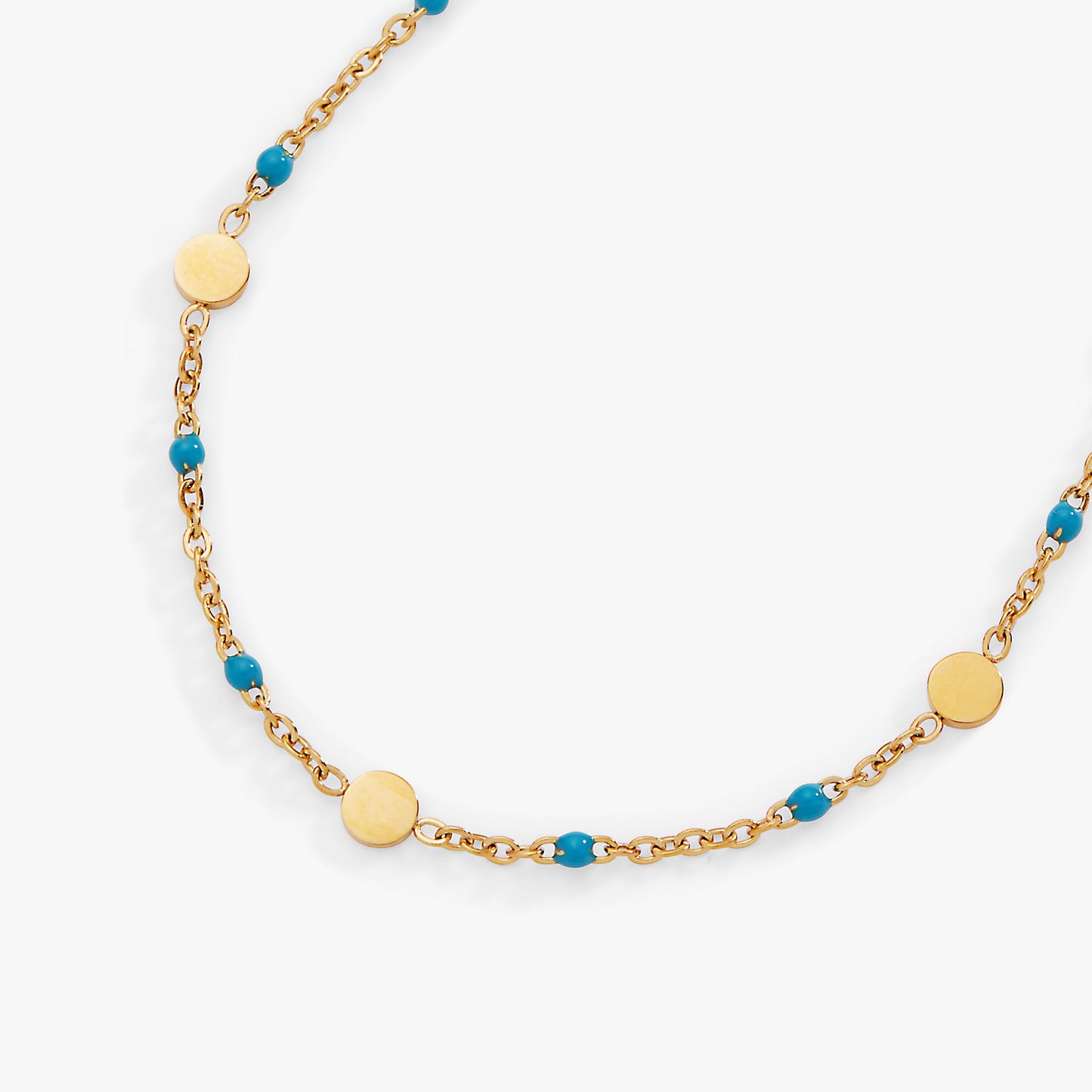 Turquoise Enameled Chain Coin Station Anklet ALEX AND ANI