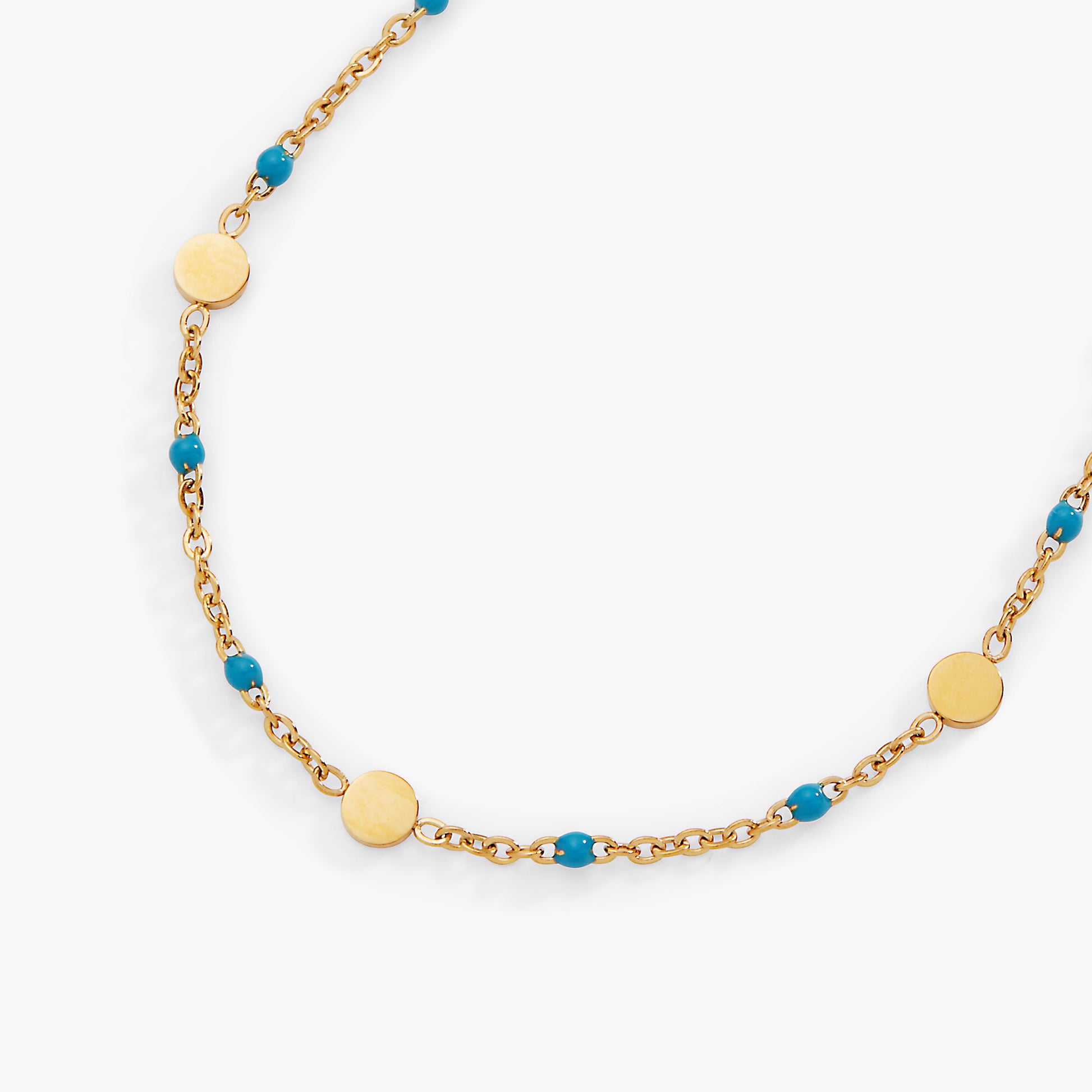 Turquoise Enameled Chain Coin Station Anklet ALEX AND ANI