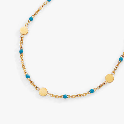 Turquoise Enameled Chain Coin Station Anklet ALEX AND ANI