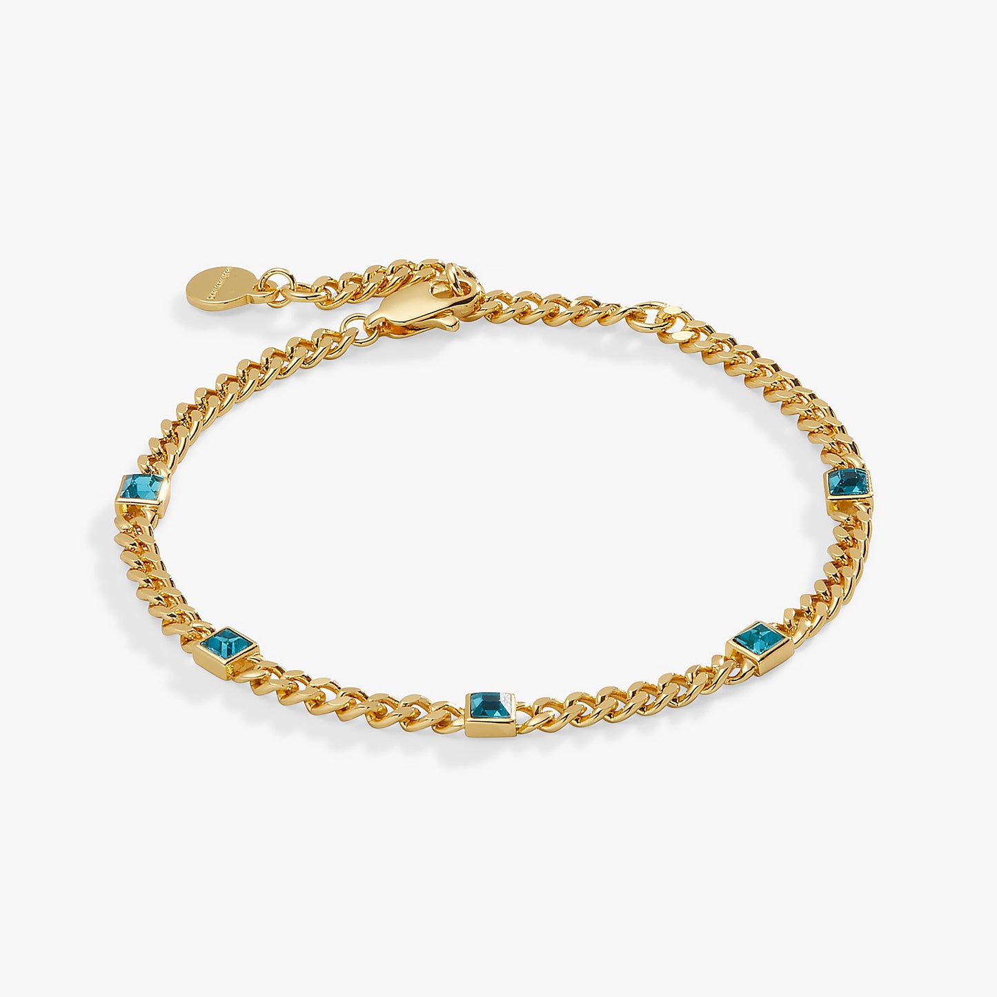 December Birthstone Blue Zircon Curb Chain Bracelet ALEX AND ANI