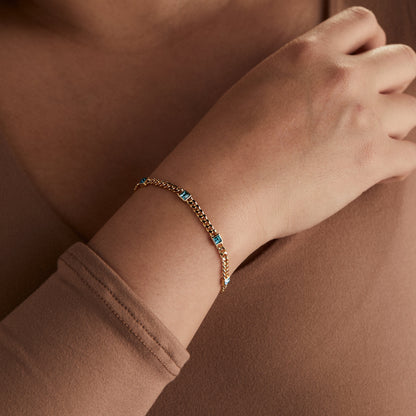 December Birthstone Blue Zircon Curb Chain Bracelet ALEX AND ANI