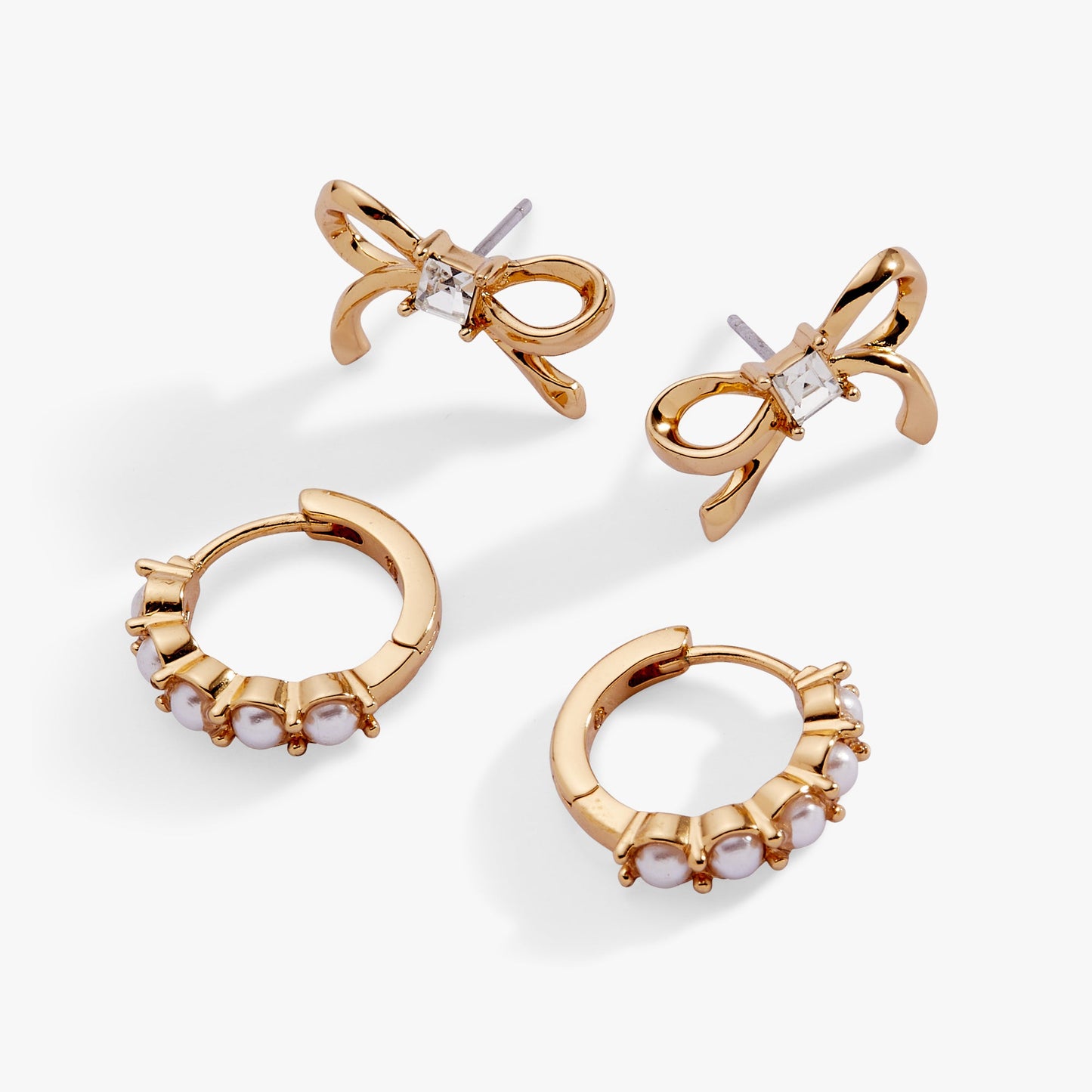 Bow Studs and Pearl Hoop Coquette Earring Set of 2 ALEX AND ANI