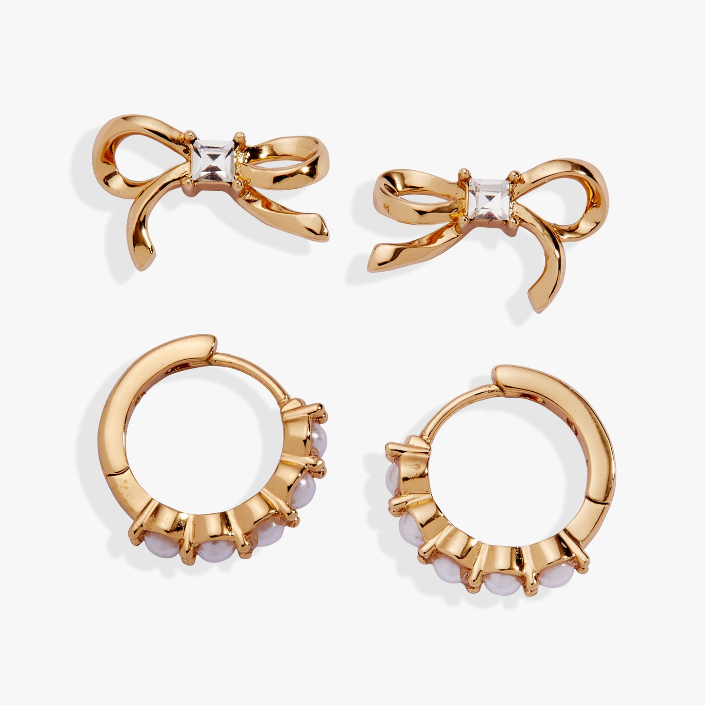 Bow Studs and Pearl Hoop Coquette Earring Set of 2 ALEX AND ANI