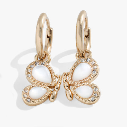 Butterfly Mother of Pearl Huggie Hoop Earrings ALEX AND ANI