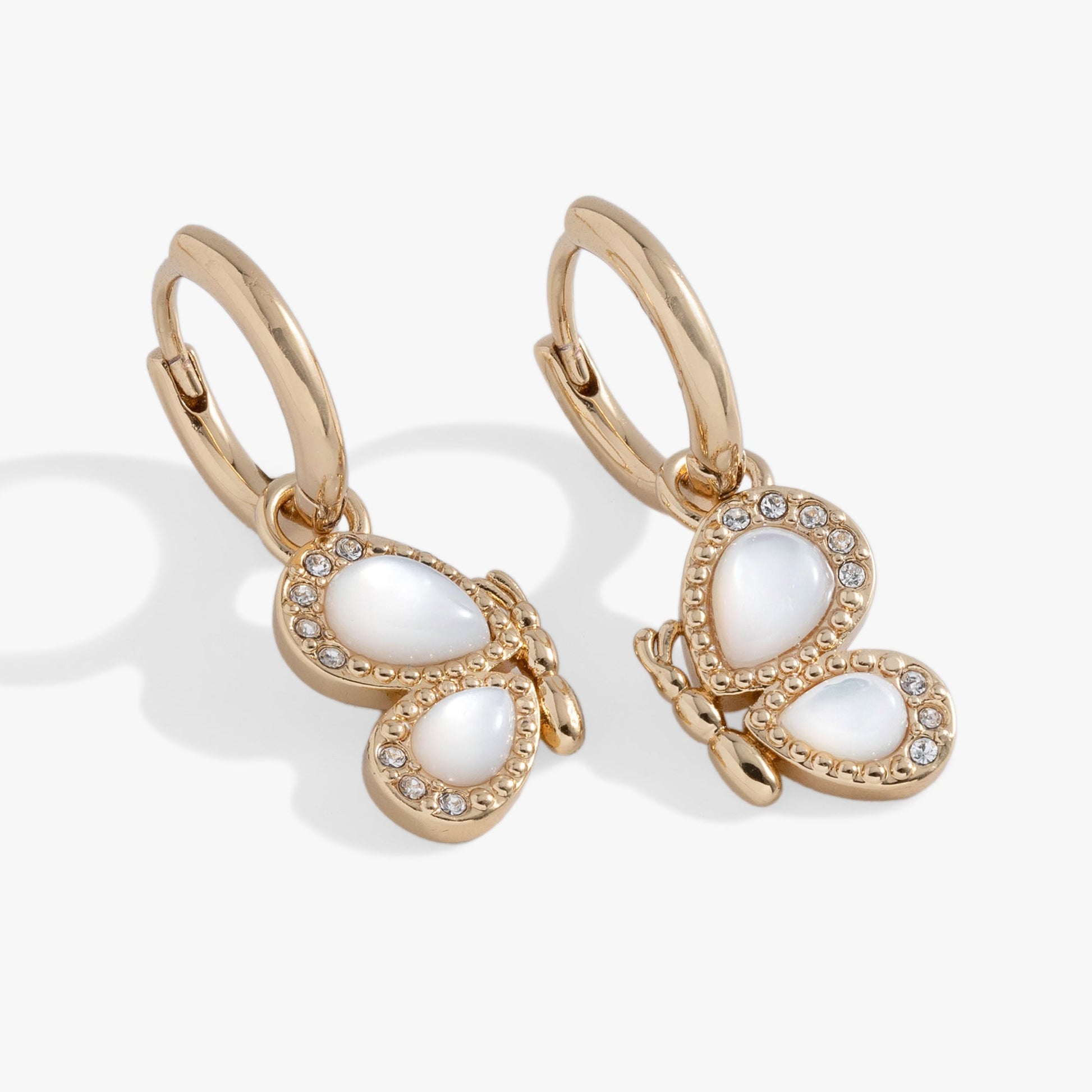 Butterfly Mother of Pearl Huggie Hoop Earrings ALEX AND ANI