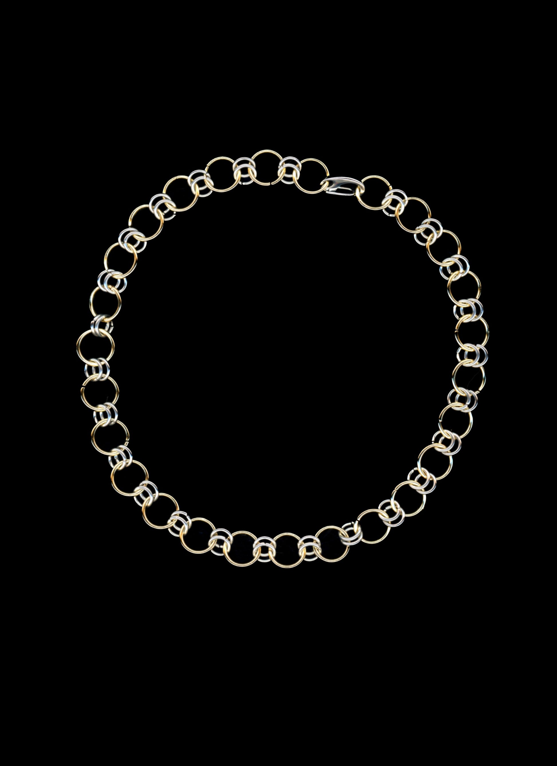 athena mixed metal chainmail necklace bywolfgang