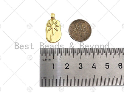 High Polished North Star On Oval Pendant/Charm,Gold Star Tag Charm, Necklace Bracelet Charm Pendant,12x23mm, Sku#Y366