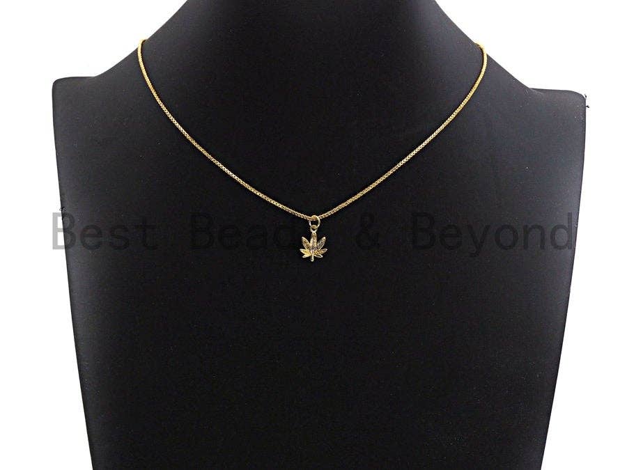 CZ Micro Pave Maple Leaf Shape Pendant,Cubic Zirconia Charm/Pendant, Gold/Silver/Rose Gold Tone,10x13mm,sku#Y231