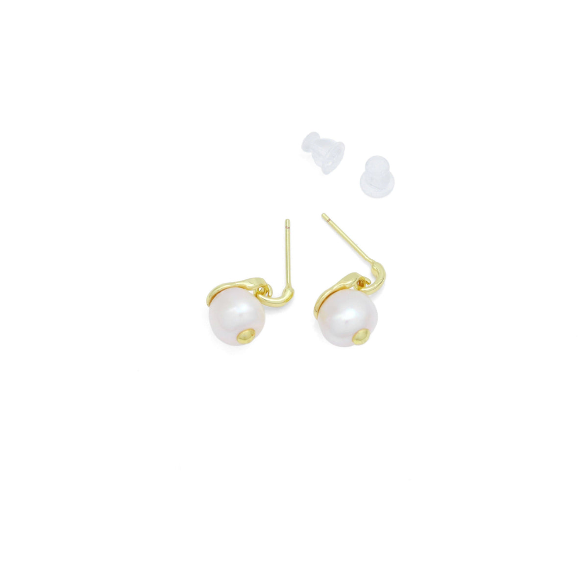 Fresh Water Pearl Gold Eye Stud Earrings, Sku#Y968