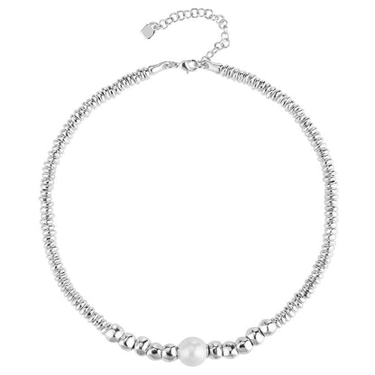 Irregular Broken Silver Pearl Choker Necklace For Women, Adjustable Dainty Collarbone Chain, Elegant Long Sweater Chain French Fashion Jewelry
