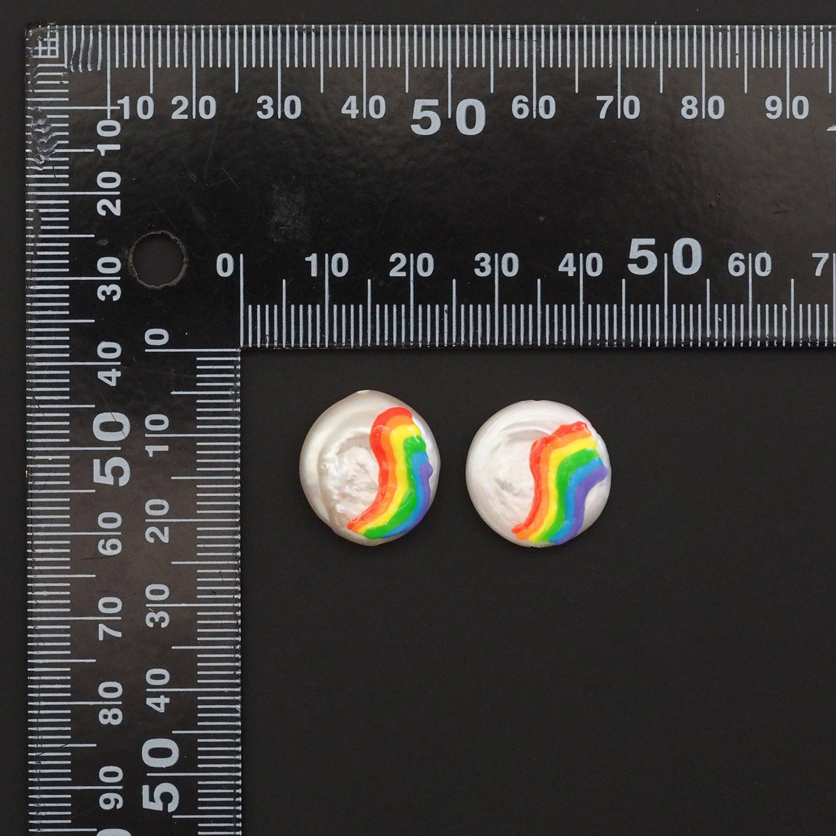 Rainbow On White Pearl Charm/Spacer Beads, Sku#Y889