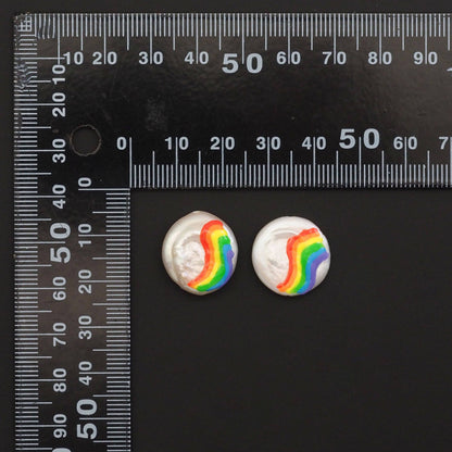 Rainbow On White Pearl Charm/Spacer Beads, Sku#Y889
