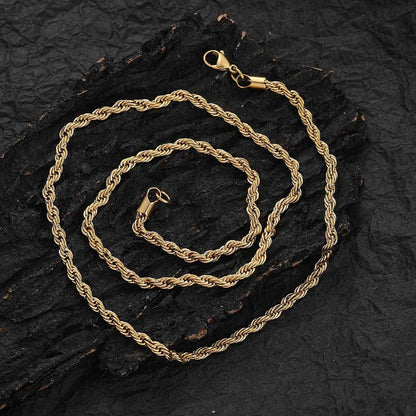Euro-American Hip-hop Stainless Steel Necklace Twisted Chain Streetwear Titanium Steel Bracelet