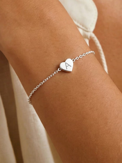 Initial Heart Bracelet for Women 925 Sterling Silver Chain Bracelets Charms Bracelets Birthday Anniversary Jewelry Gift for Daughter Girlfriend - Letter A