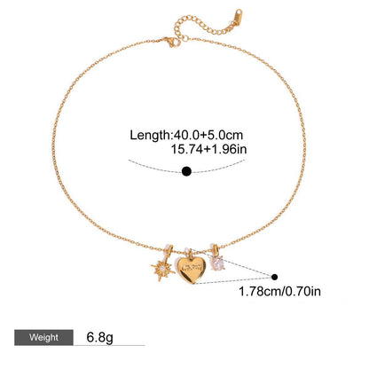 18K gold heart shape with "MOM" design exquisite and dazzling necklace