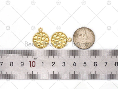 Dainty Gold Round Coin Shape Pendant, 18K Gold Filled Round Charm, Necklace Bracelet Charm Pendant, 20x16mm,Sku#Y519