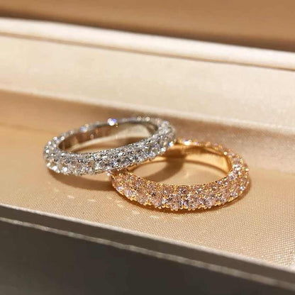 Womens Minimalist, Versatile Three-stone Zircon Ring