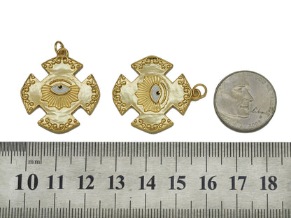 Enamel Evil Eye On Cross Charm, Sku#Y697