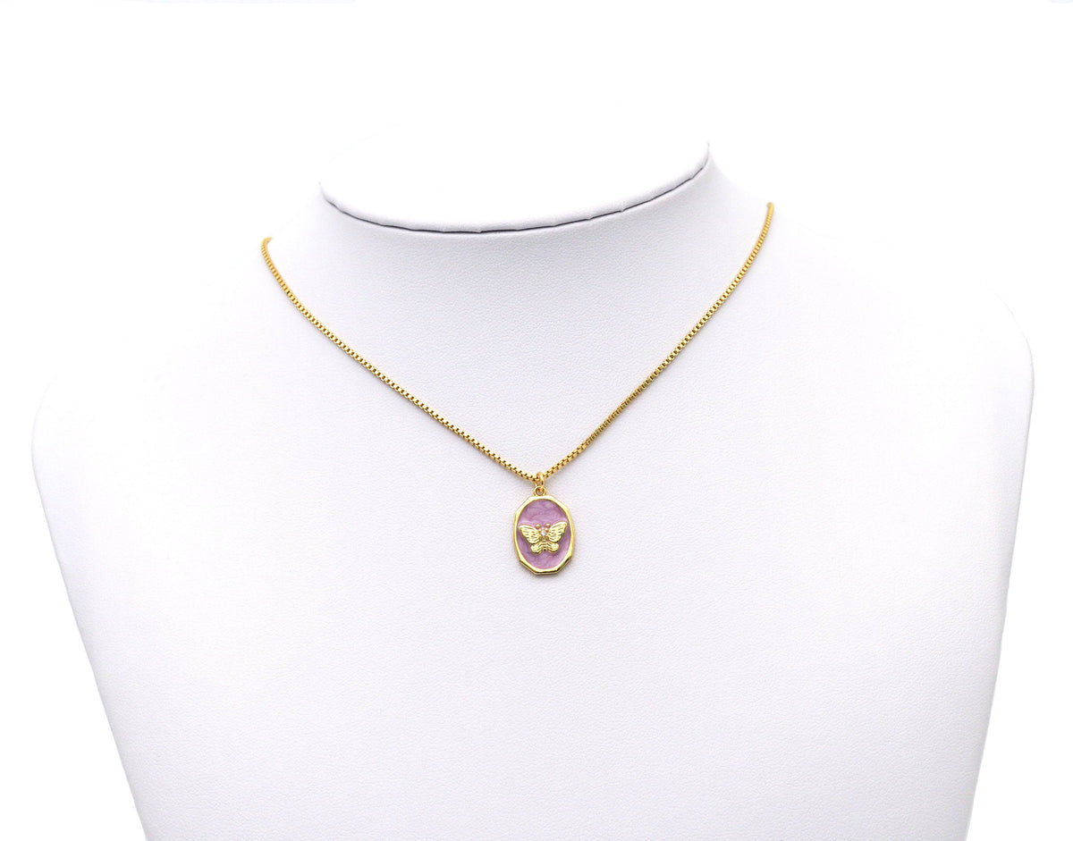 CZ Purple Enamel Butterfly Charm, Sku#Y598