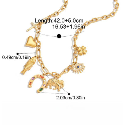 18K gold plated titanium steel DIY pendant necklace, a luxurious and sophisticated clavicle chain.