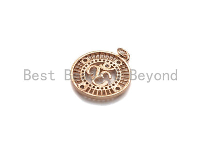 CZ Micro Pave Ohm Sign Charm, Namaste Buddhism Charm, CZ Yoga Charm, 19mm, SKU#Y241