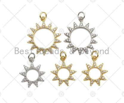 CZ Mirco Pave Hollow Out Sun/Sunflower Charm/Pendant, Sunflower Charm, Sun Pendant, 16mm/21mm, sku#Y295