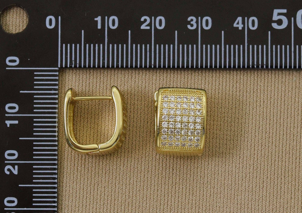 CZ Pave Thick Band Stud Earrings,Sku#Y612