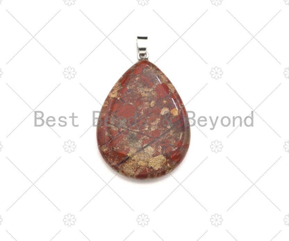 Quality Natural Sodalite/Dentric Opal/Tourmalated Quartz/Red FLower Agate/Ocean Jasper/Rutile Agate Teardrop Pendant,30x40mm,Sku#YK21
