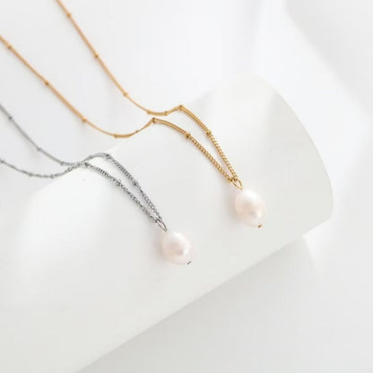 Titanium Steel Non Fading Necklace, Freshwater Pearl, Light Luxury, High-end Feel