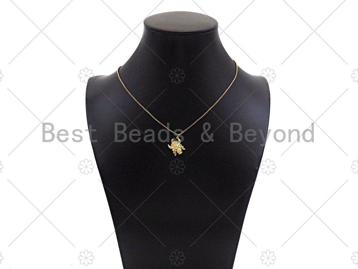 Gold Filled CZ Micro Pave Cow Head Shape Pendant, 18K Gold Filled Cow Head Charm, Necklace Bracelet Charm Pendant, 16x18mm, Sku#Y448
