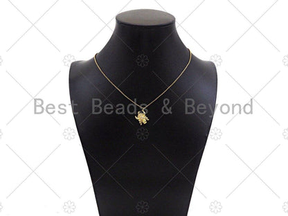 Gold Filled CZ Micro Pave Cow Head Shape Pendant, 18K Gold Filled Cow Head Charm, Necklace Bracelet Charm Pendant, 16x18mm, Sku#Y448