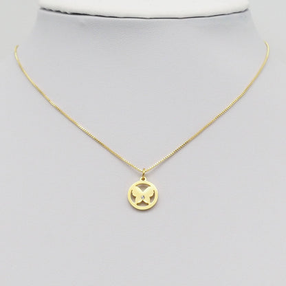 Plain Butterfly Circle Charm with CZ, Sku#Y868