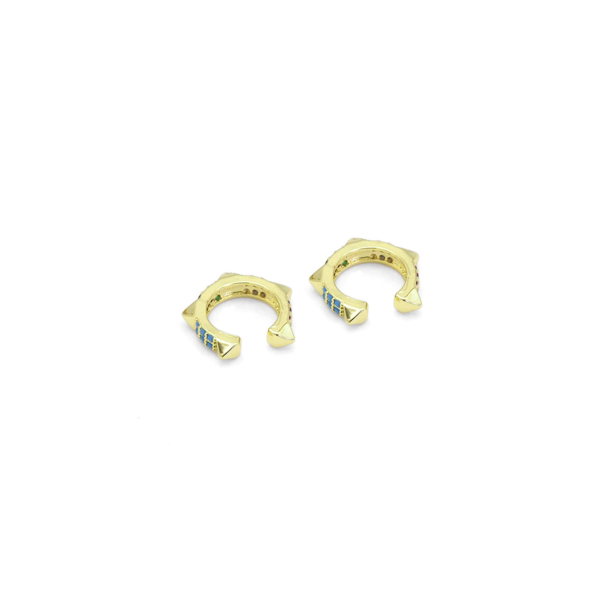 Gold Colorful CZ Stud Ear Cuff Earring, Sku#Y825