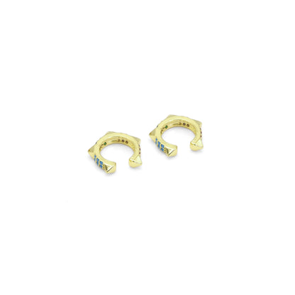 Gold Colorful CZ Stud Ear Cuff Earring, Sku#Y825