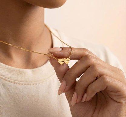 Heart-shaped interlocking custom name necklace