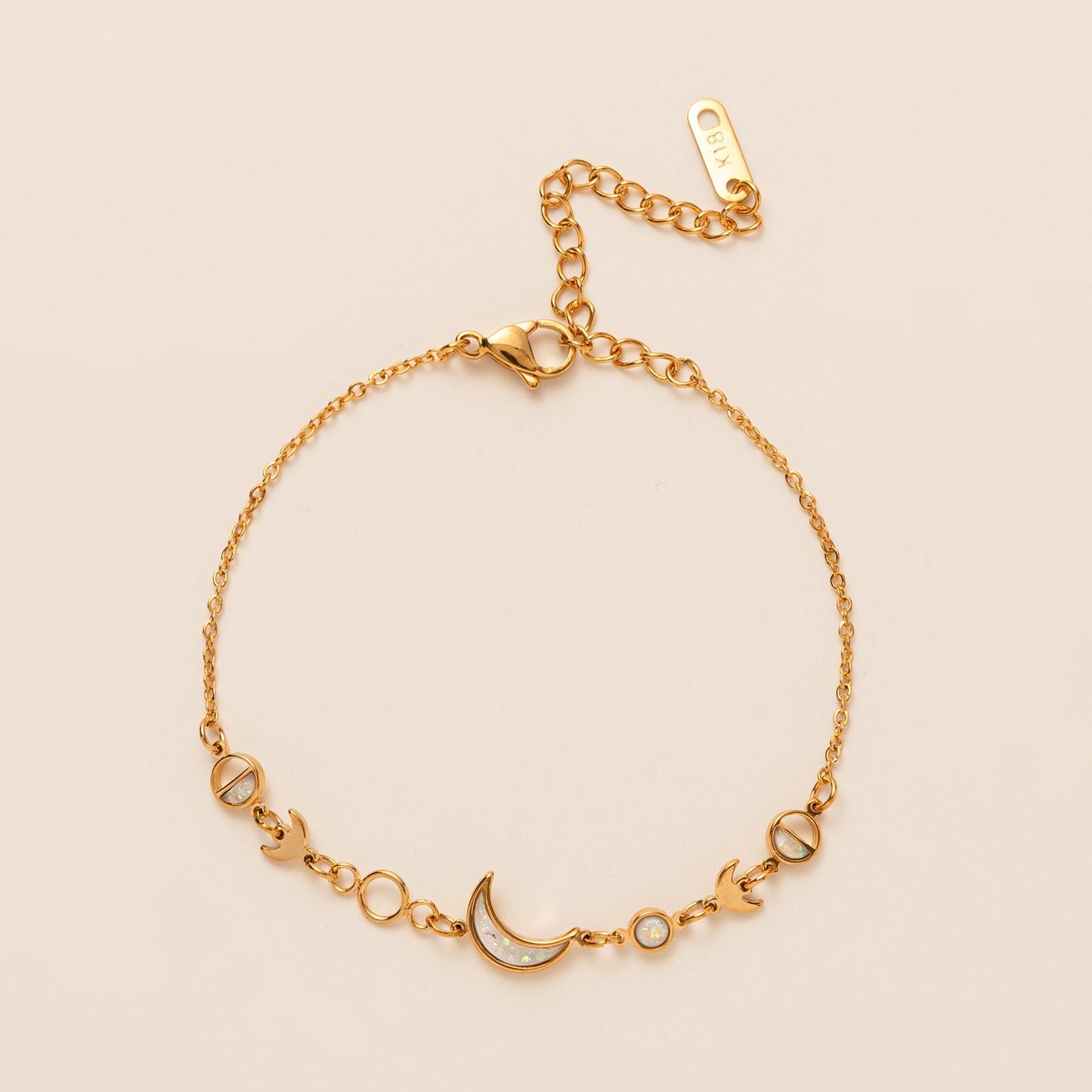 18k gold moon crescent gold-plated silver bracelet