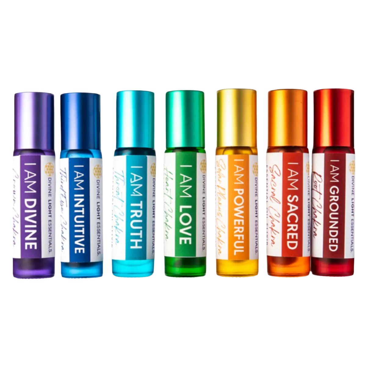 Chakra Balancing Elixirs - Essential Oils - 7 Roller Bottles Set Divine Light Codes