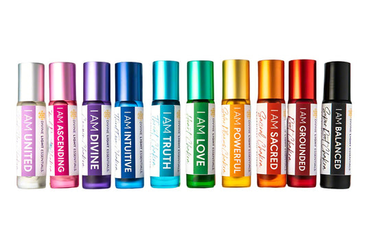 Chakra Balancing Elixirs - Essential Oils - 10 Roller Bottles Set Divine Light Codes