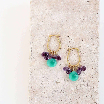 Chrysoprase & Amethyst Gold EarringsWe loved the bright sea green color of chrysoprase gemstones the minute we set eyes on them. Paired with sparkling amethyst, and so lightweight you'll love wearing tEarringsPARKEN JEWELRYVettedArcChrysoprase & Amethyst