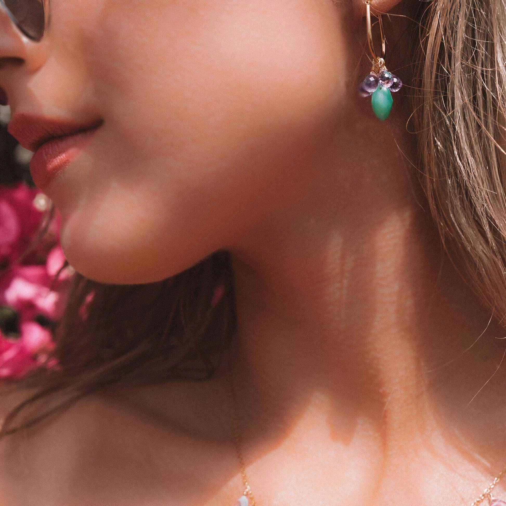 Chrysoprase & Amethyst Gold EarringsWe loved the bright sea green color of chrysoprase gemstones the minute we set eyes on them. Paired with sparkling amethyst, and so lightweight you'll love wearing tEarringsPARKEN JEWELRYVettedArcChrysoprase & Amethyst