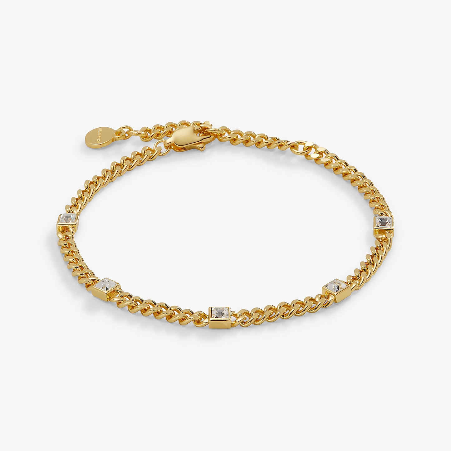 April Birthstone Clear Crystal Curb Chain Bracelet ALEX AND ANI