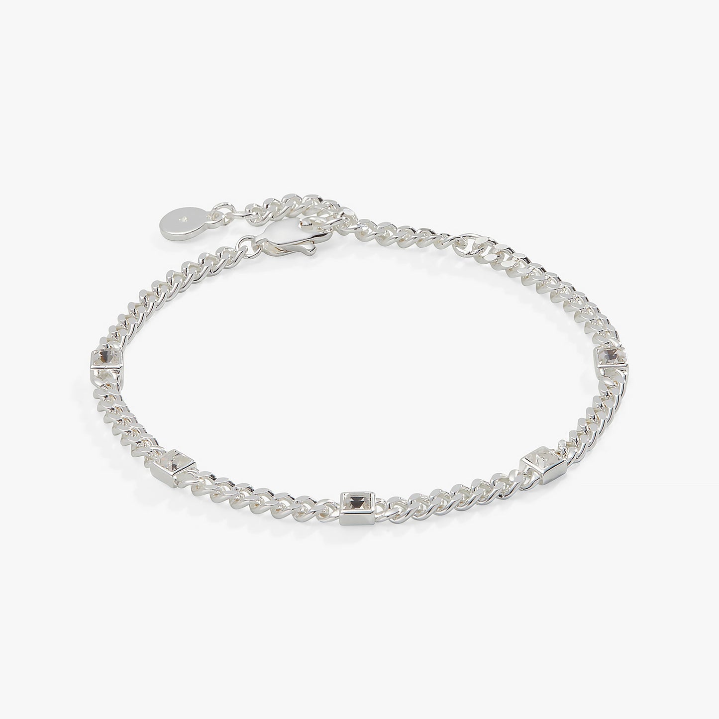 April Birthstone Clear Crystal Curb Chain Bracelet ALEX AND ANI
