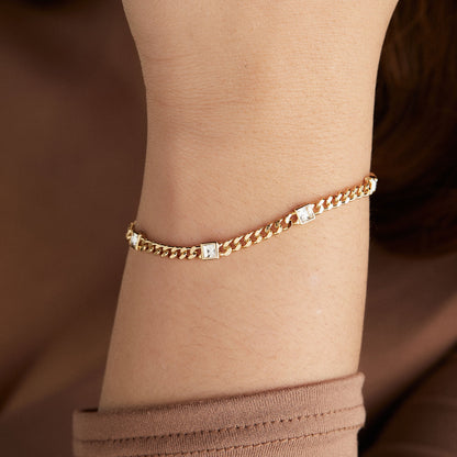 April Birthstone Clear Crystal Curb Chain Bracelet ALEX AND ANI