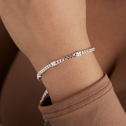 April Birthstone Clear Crystal Curb Chain Bracelet ALEX AND ANI