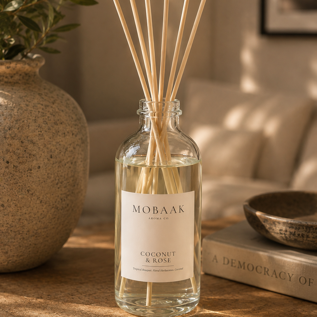 Coconut & Rose Reed Diffuser Mobaak Aromatherapy Shoppe