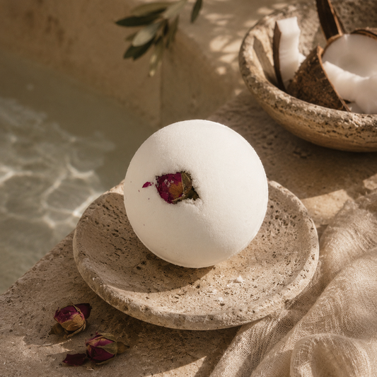 Coconut & Rose - Hemp Infused Bath Bomb Mobaak Aromatherapy Shoppe