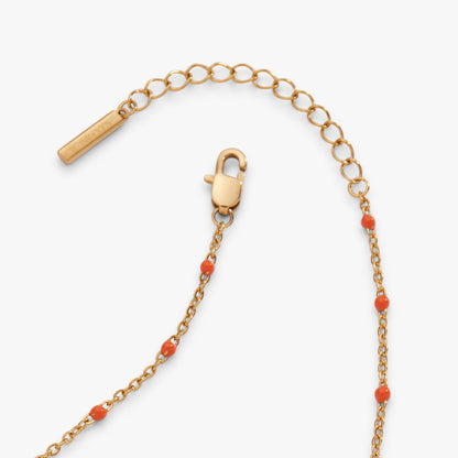 Coral Enameled Chain Coin Station Anklet ALEX AND ANI