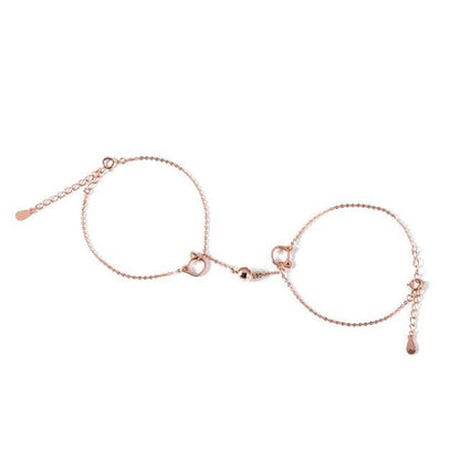 Couples Magnet Attract Bracelets Solid Color Simple Cute Cat Best Friend Bracelet Jewelry Magnet Bracelet Creative Attractive Stainless Steel Chain Bracelet For Women Men Valentine's Day Gift