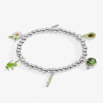 Crayola Fan Favorites Forest Green Charm Stretch Bracelet ALEX AND ANI
