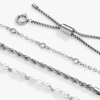 Crystal + Pearl Stranded™ Bracelet Set ALEX AND ANI